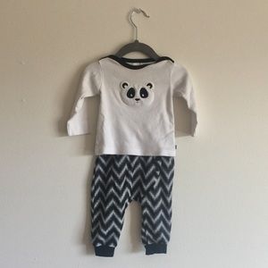 Petit Lem | Two Piece Set 6M Panda w/ Zigzag Pants